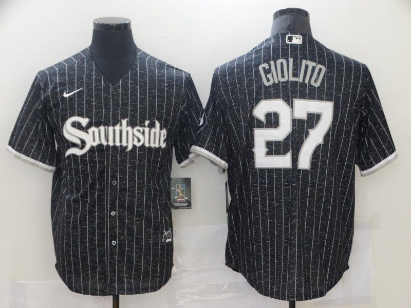 Men Chicago White Sox #27 Giolito City Edition Black Game Nike 2021 MLB Jersey